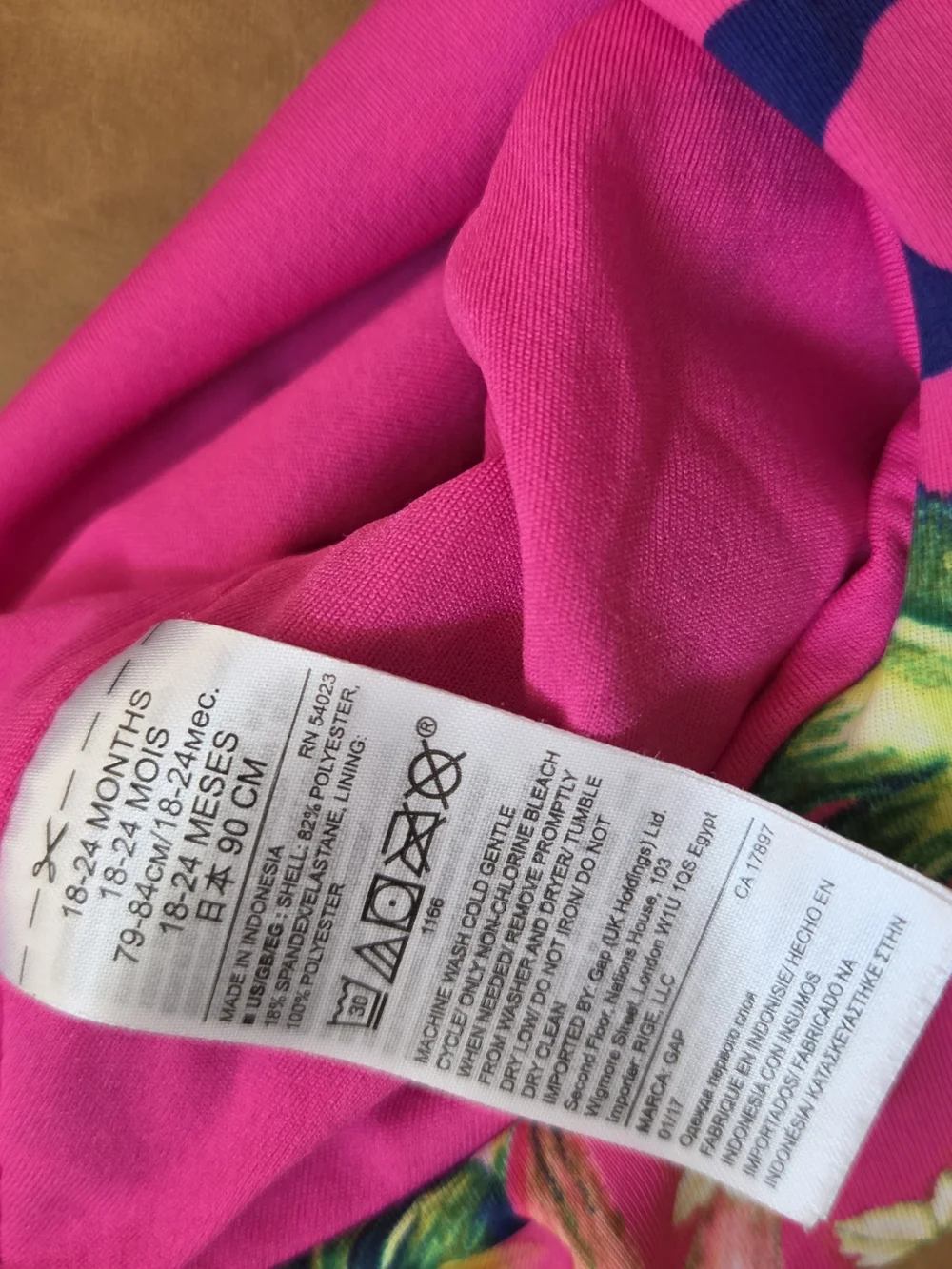 GAP Bright Pink Tropical One-Piece Swimsuit with Crisscross Straps